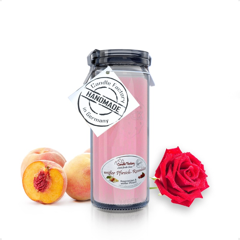 Lumely fragrance candles in the glass by candle factory (mini -jumbo white peach & rose blossom) – up to 70h burning time made of 100% vegetable wax – candle vegan fragrant decorative relaxation candle mini jumbo white peach & rose blossom
