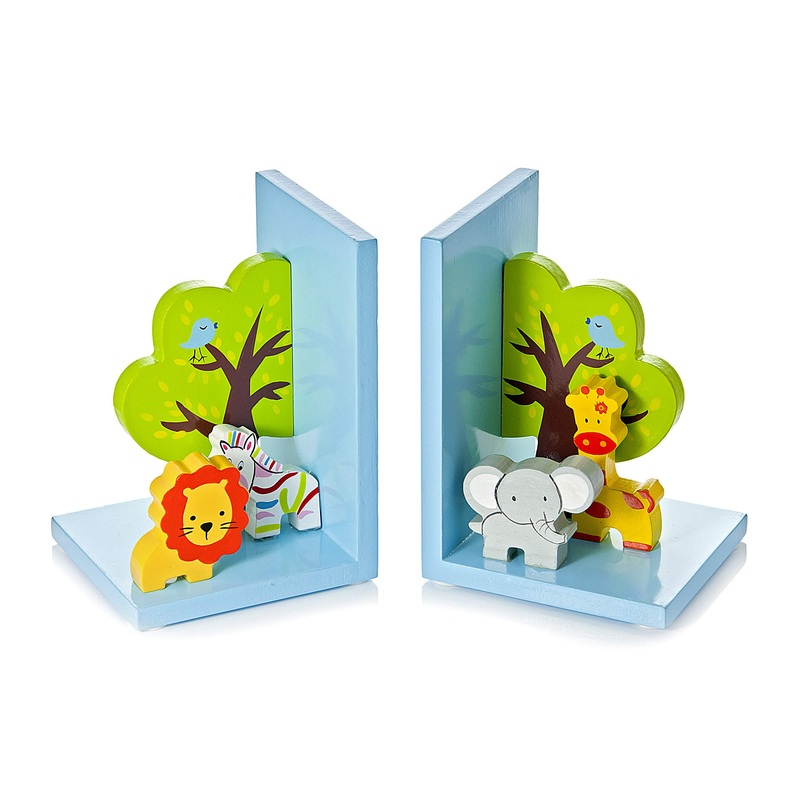 Mousehouse Gifts Children’s Baby Bookends Wooden 3D Safari Jungle for Boys and Girls Nursery