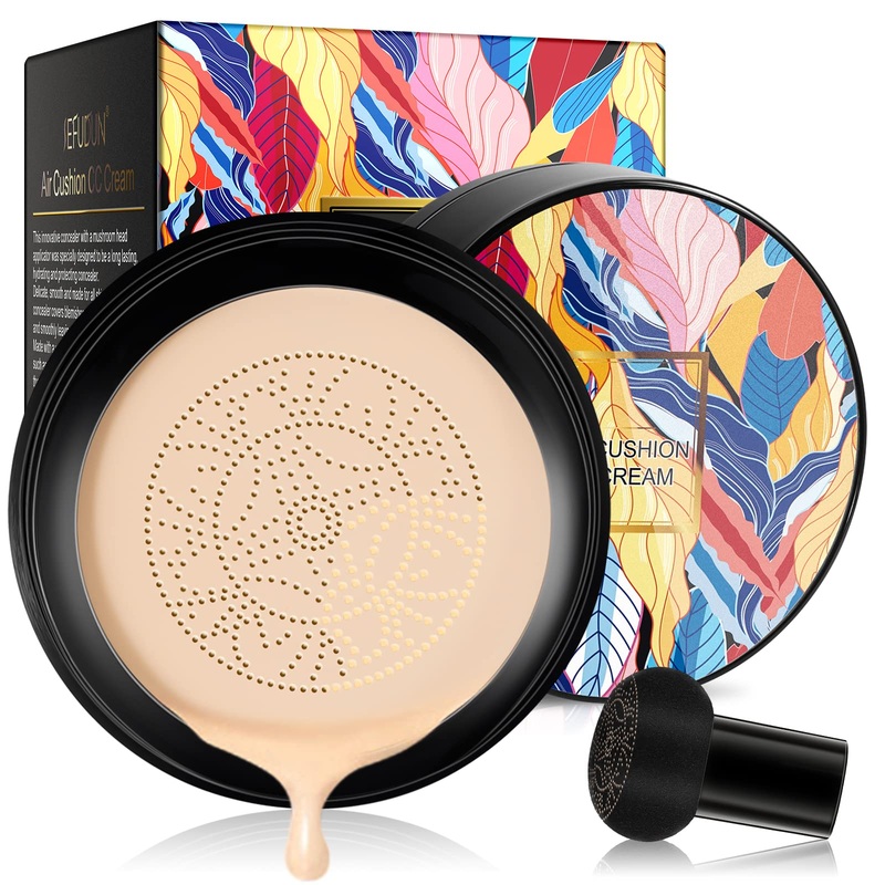 Mushroom Head Air Cushion BB Cream CC Cream Foundation for Nude Makeup Face – Long-lasting Moisturizing Liquid Cover Concealer Invisible Pores and Brighten Skin Colour 2-in-1 (Natural Color) 10 ml (Pack of 1) Natural Color