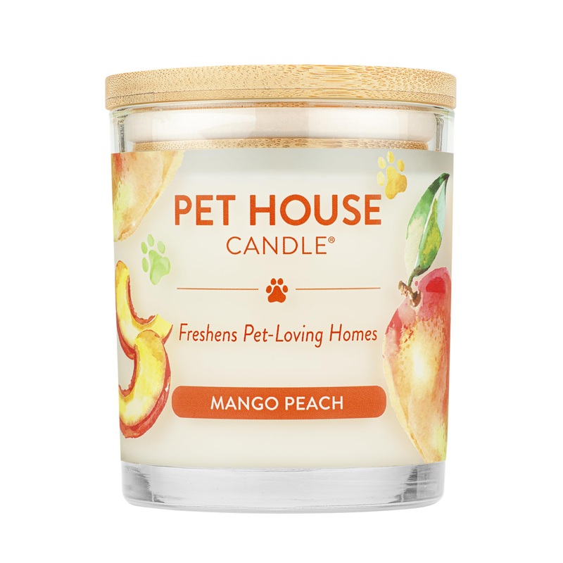 One World Pet House Candle – Click to see all 12 fragrances – natural soy wax – durable 70 hours – paraffin – 100% non -toxic pet smell removal candle – animal lovers gift mango peach