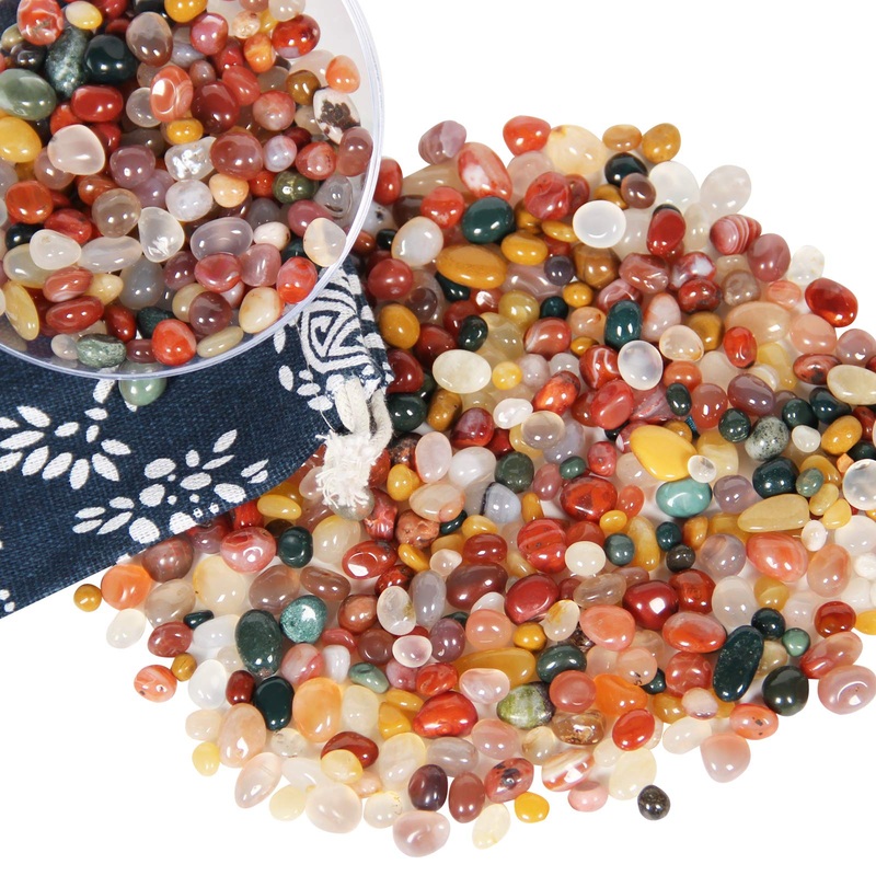 Orientrea 1.1lb Natural Mixed Color Agate Crystal Tumbled Chips-Agate Healing Crystals Chips Multicolor Agate
