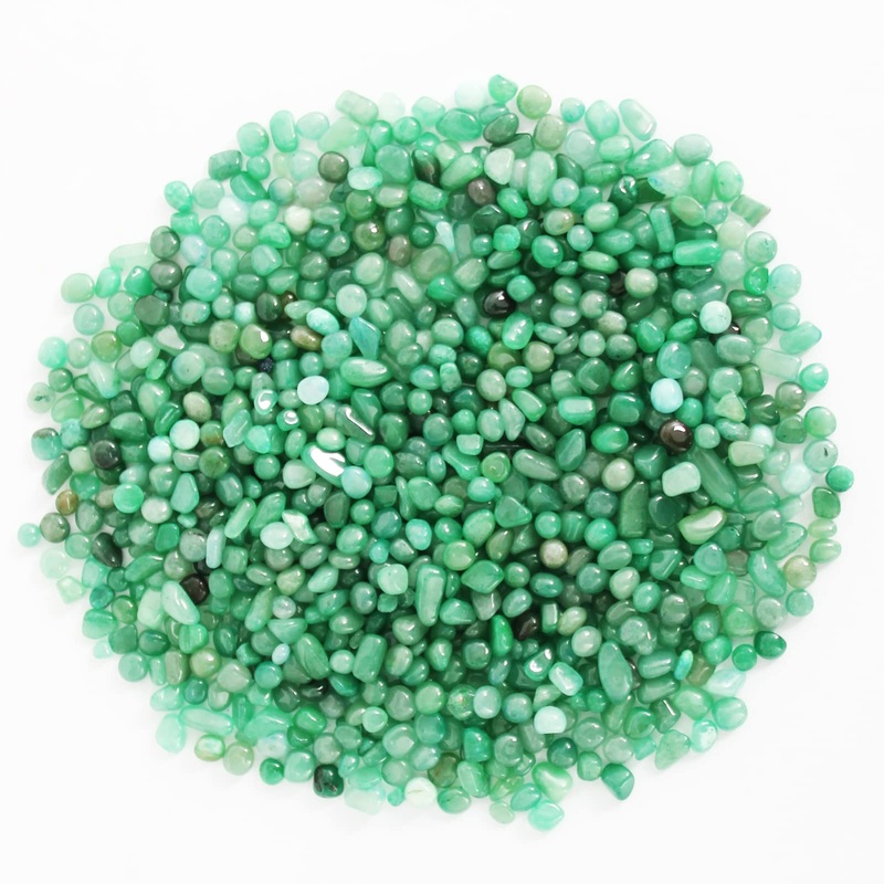 Orienttrea 500 grams of green Aventurin stones drum stones mini green aventurine stones gemstones charging stones granulate/mini chips green aventurine healing stones packed in a gift box