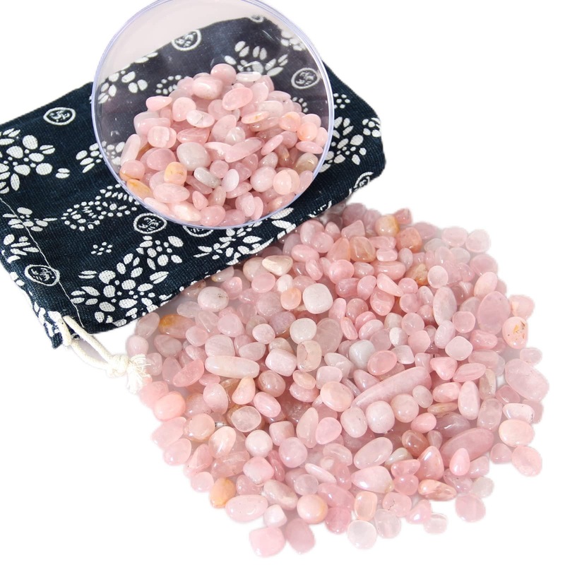 Orienttrea 500 grams of rose quartz drum stones mini rose quartz gemstones charging stones granulate/mini chips rose quartz healing stones packed in a gift box pink quartz