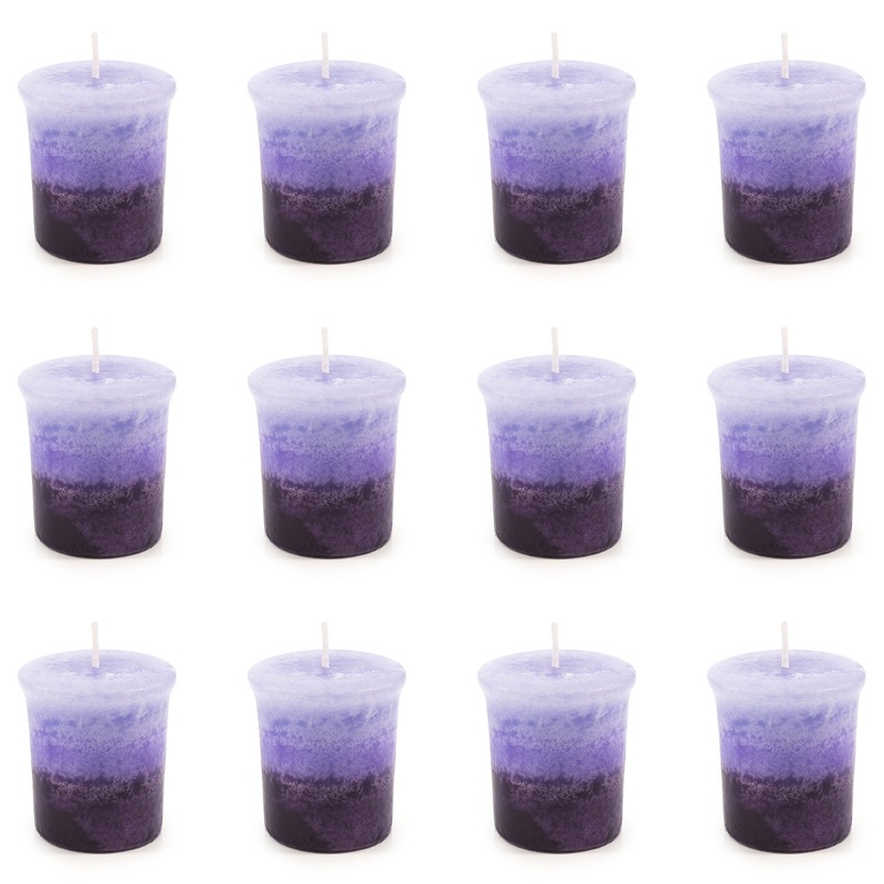 Pajoma fragrance votive candle 12 pieces of 55 g lavender |Marble votive candle burning time approx. 17 hours – height 5 cm 4 cm |Premium quality lavender 12