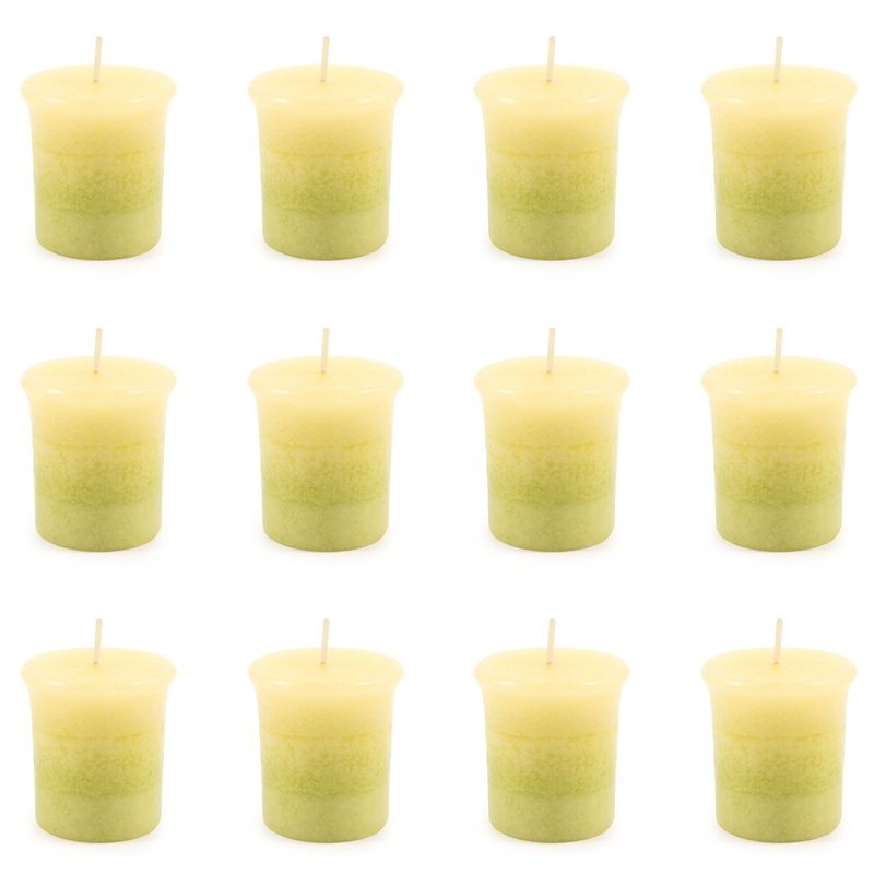 Pajoma fragrance votive candle 12 pieces of 55 g lemongrass 5 cm |Marble votive candle burning time approx. 17 hours – height 5 cm 4 cm |Premium quality lemongrass 12