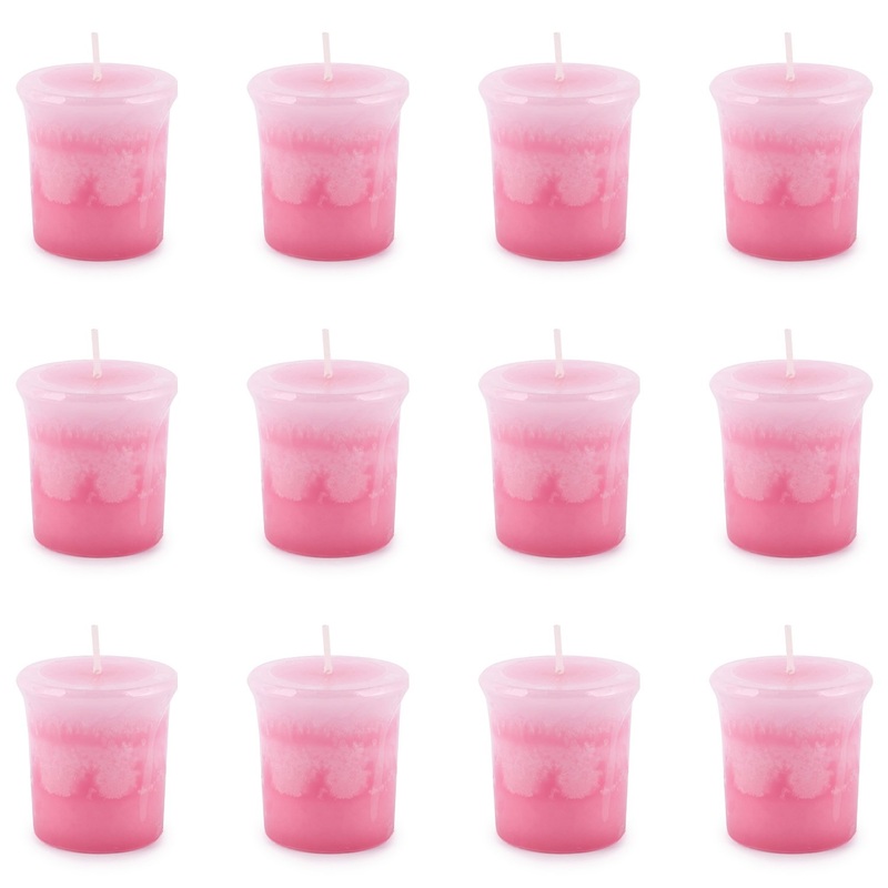Pajoma fragrance votive candle 12 pieces of 55 g rose flowers |Marble votive candle burning time approx. 17 hours – height 5 cm 4 cm |Premium quality rose flowers 12