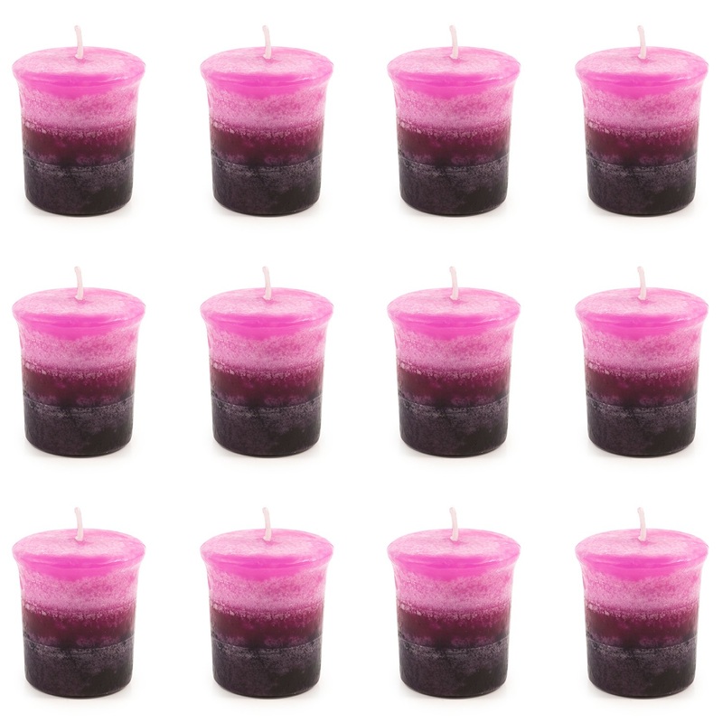 Pajoma fragrance votive candle 12 pieces of 55 g Roses-Berries |Marble votive candle burning time approx. 17 hours – height 5 cm 4 cm |Premium quality Roses-Berries 12