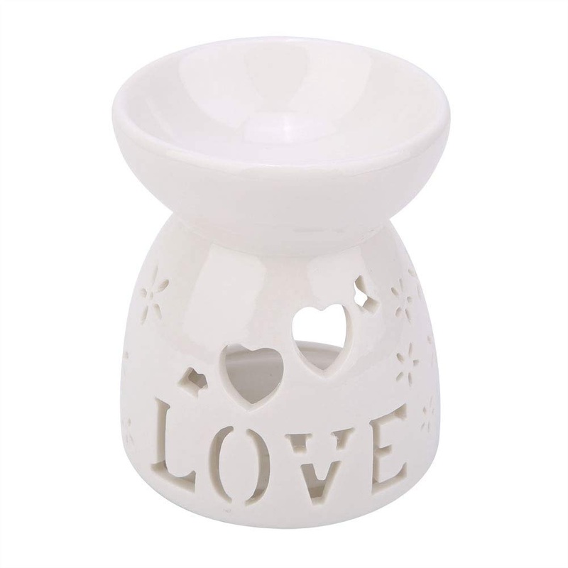 Solomi Fragrance Lamp Love – Candle Holder Ceramic Candle Essence Oil Burner Fragrance Lamp (3 Types) (Size: Love)