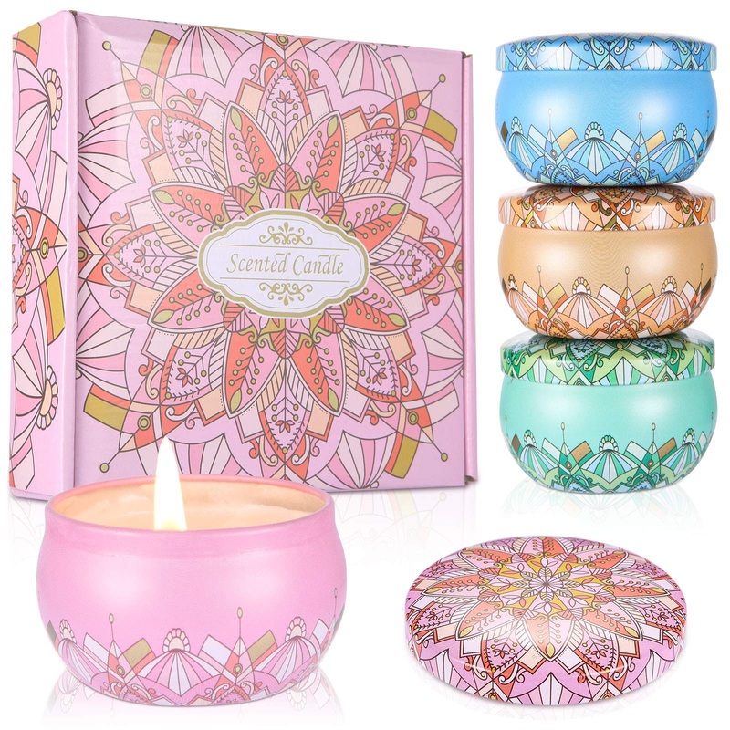Viesap aroma candles 4pcs women fragrance candles gift set lemon lavender natural soy wax for aromatherapy massage stress to reduce Christmas birthday Valentine’s Day yoga weddings.