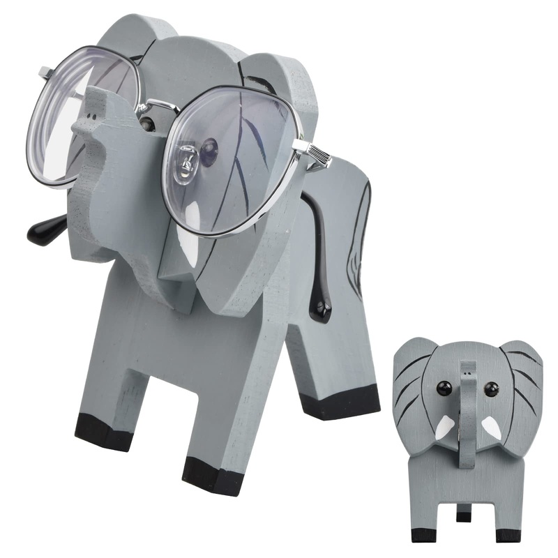 Wisebom elephant glasses holder cartoon animals stand glasses funny sunglasses made of wood creative sweet glasses stand for at home office desk gifts decorative accessories