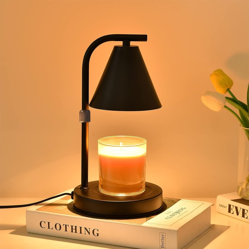 Candle warmer lamp with timer candles Dimmable candlelight warm lamp height adjustable candle holder fragrance candle fragrance lamp wax warmer with 2 light bulbs for spa aromatherapy home office bedroom