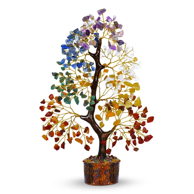 Crystal Tree – Seven Chakra Tree Crystal Tree for Positive Energy Feng Shui Trees As Home Decor Good Luck Money Tree – Spiritual Gifts – Spiritual Decor Meditation Accessories Golden red