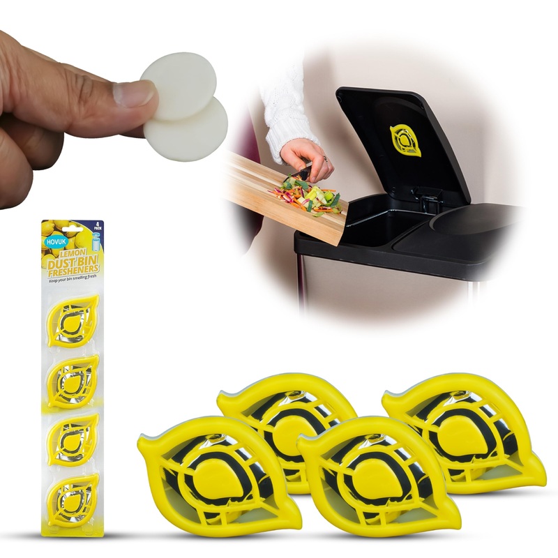 HOVUK trash can freshener fragrance-air freshener odor remover for kitchen waste buckets swing pedal air dent self-adhesive (4 pieces lemon waste bucket (yellow color)) … 4 pieces lemon container (yellow color)