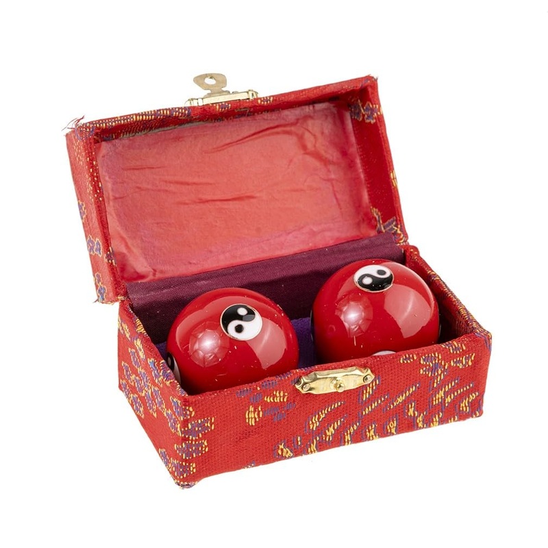 Lachinuse-Qi-Gong balls Yin Yang-Chinese anti-stress balls made of enamel ( 45 mm)-health balls-gift box for relaxation Zen-Asian object Japan China Feng Shui-Color: Yin Yang red