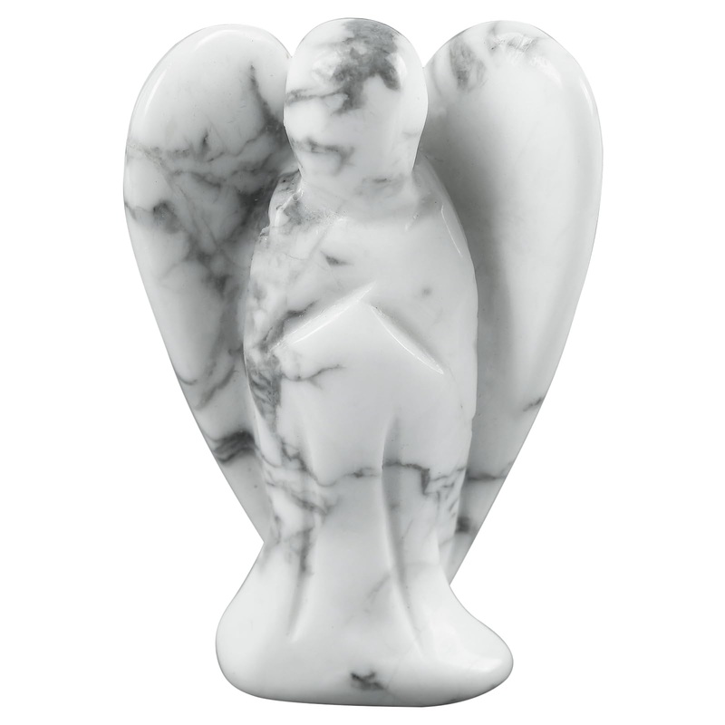 Lovionus89 Naturally white howlite turquoise guardian angel statue hand carved stone healing crystal bag figures decoration 5cm 50mm white howlite turquoise