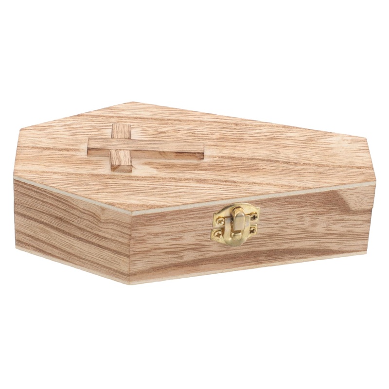 minkissy Box Wood Funeral Dollhouse Coffin Decor Coffins and Caskets Jewelry Casket Terrarium Case Casket Ring Coffin Necklace Organizer Jewelry Organizer Wooden Wedding Small Coffin 15.00X7.80X4.00CM As Shown 1