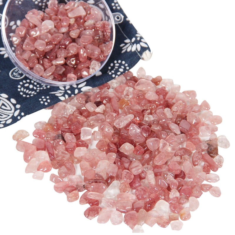 Orientation 500 grams of red strawberry quartz drum stones mini red strawberry quartz gemstones charging stones granulate/mini chips red strawberry quartz healing stones in a gift box packed red Strawberry quartz