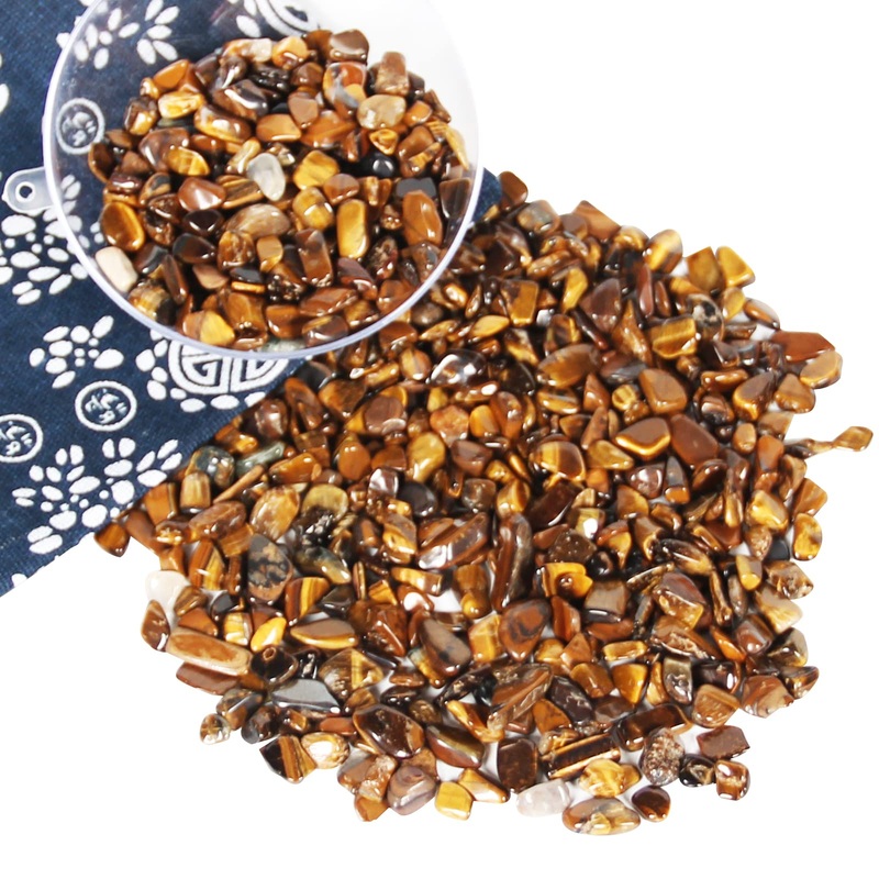 Orienttrea 500 gram tiger eye drum stones mini tiger eye gemstones charging stones granulate/mini chips tiger eye healing stones packed in a gift box
