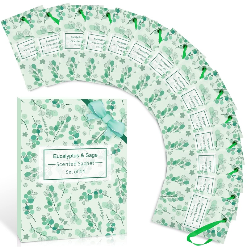 SCENT-HI fragrance bags made of premium eucalyptus sage sage for clothing fragrant end for drawers cupboards rooms wardrobes cars (14 bags)