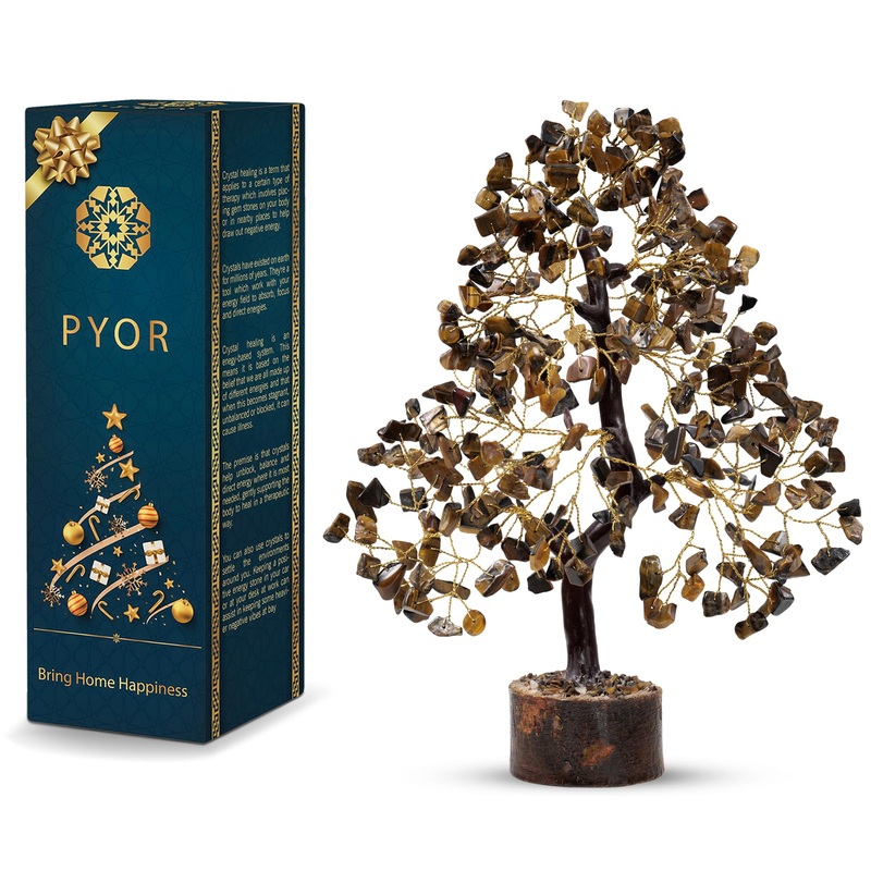 Tigers Eye Crystal Feng Shui Decor Crystal Money Tree Office Decor Good Luck Prosperity Fortune Feng Shui Money Tree Home Decor House Warming Gift Meditation Bonsai Energy Crystals And Stones Tiger Eye Tree