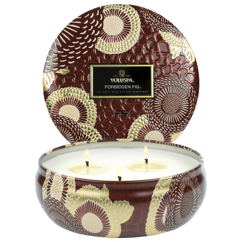 VOLUSPA Forbidden Fig Decorative Tin Candle – 12 oz/ 340 g