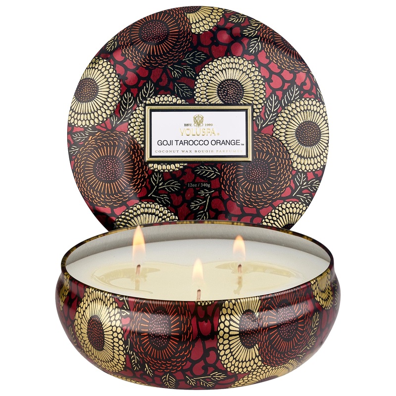 VOLUSPA Goji & Tarocco Orange Decorative Tin Candle – 12 oz/ 340 g