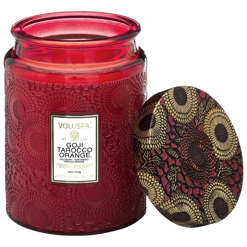 VOLUSPA Goji & Tarocco Orange Glass Jar Candle – 18 oz/ 510 g