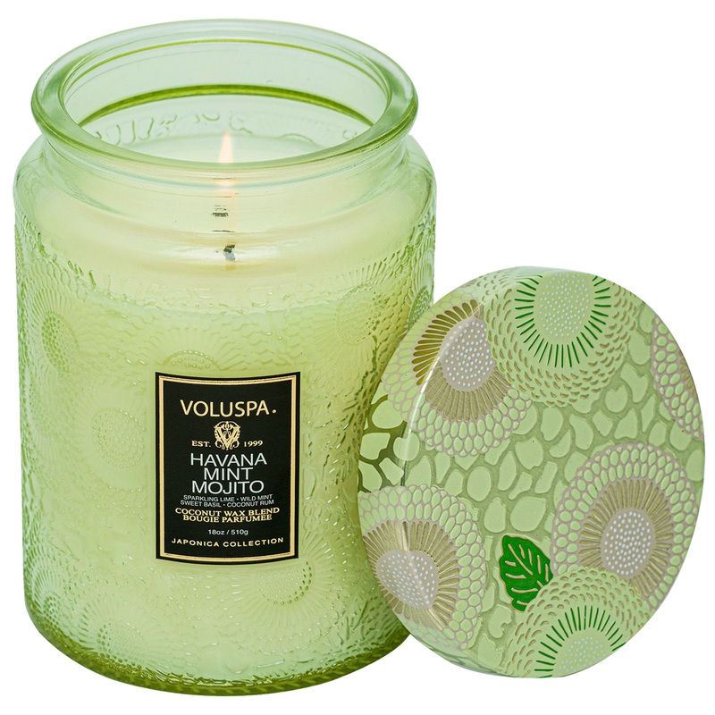 VOLUSPA Havana Mint Mojito Glass Jar Candle – 18 oz/ 510 g