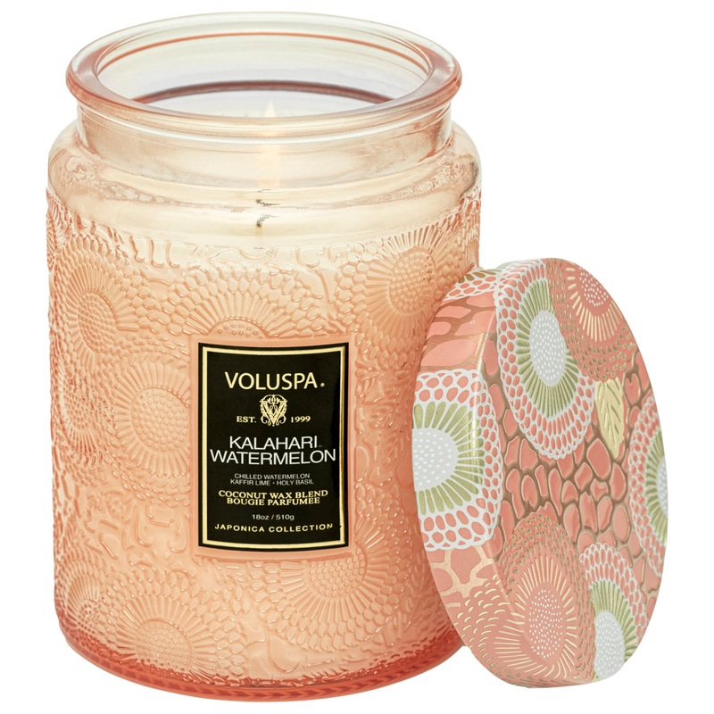 VOLUSPA Kalahari Watermelon Glass Jar Candle – 18 oz/ 510 g 1-wick candle