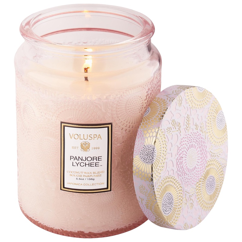 VOLUSPA Panjore Lychee Glass Jar Candle – 18 oz/ 510 g 1-wick Candle