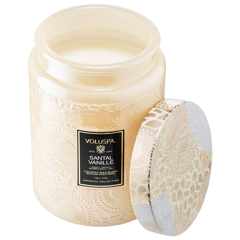VOLUSPA Santal Vanille Glass Jar Candle – 18 oz/ 510 g 1-wick candle