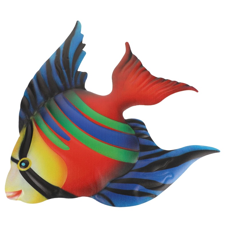 Zerodeko Iron Fish Tropical Fish Figurines Wall Indoor Decor Ocean Decorations Ocean Sea Wall Sculpture Fish Decor Astetic Room Decor Home Decor Metal Wall Art Decor Ocean Fish Wall Hanging 31.5X30.5CM Blue