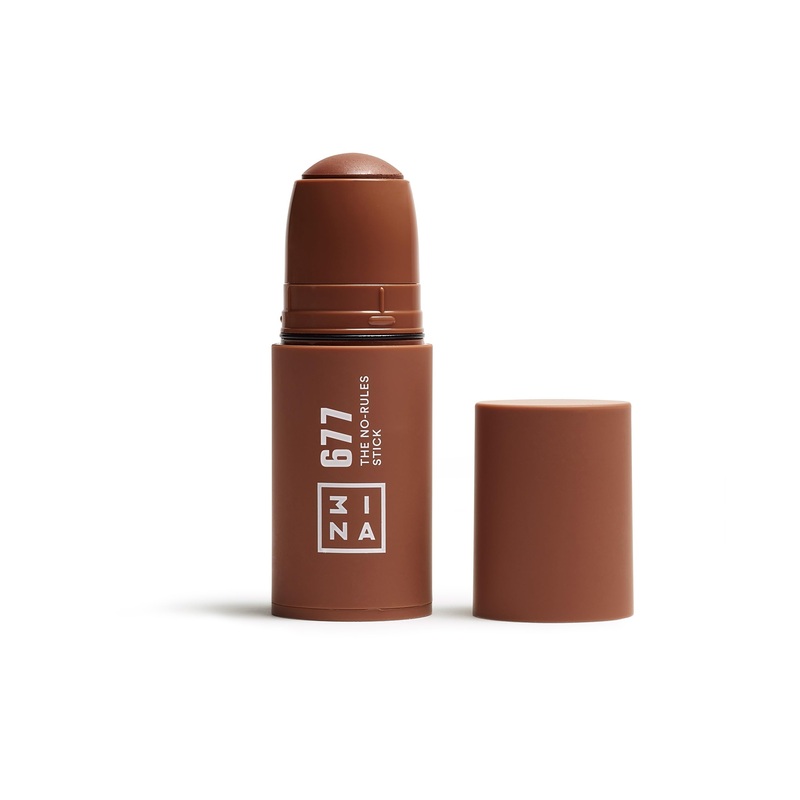 3INA MAKEUP – The No – Rules Stick 677 – Brown Blush Stick for Eyes Lips & Cheeks w Hyaluronic Acid – Cream Blush
