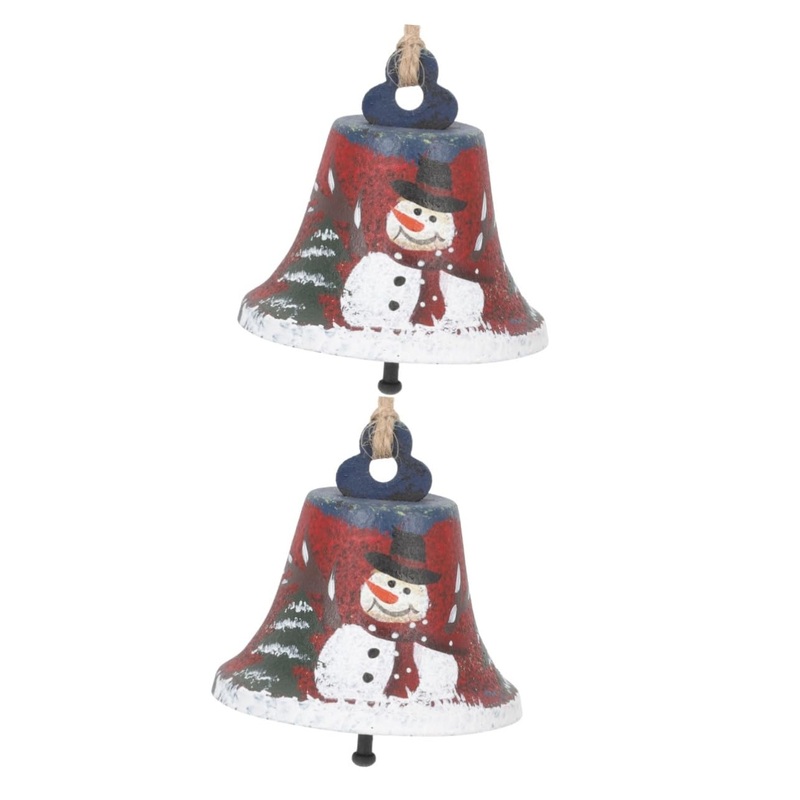 Abaodam 2st bell pendant made of wrought iron Christmas bell decoration door-snowemann-bell Santa Claus decoration Christmas bell made of metal bell tree bell-shaped older 7x7cmx2pcs such