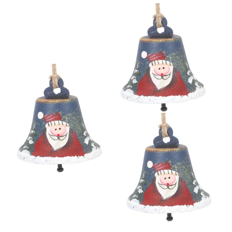 Abaodam 3st bell pendant made of wrought iron Christmas jewelry to hang Christmas snowman bell Christmas bell decoration bells older hanging decoration sensitive 7x7cmx3pcs different colors x 3 pieces