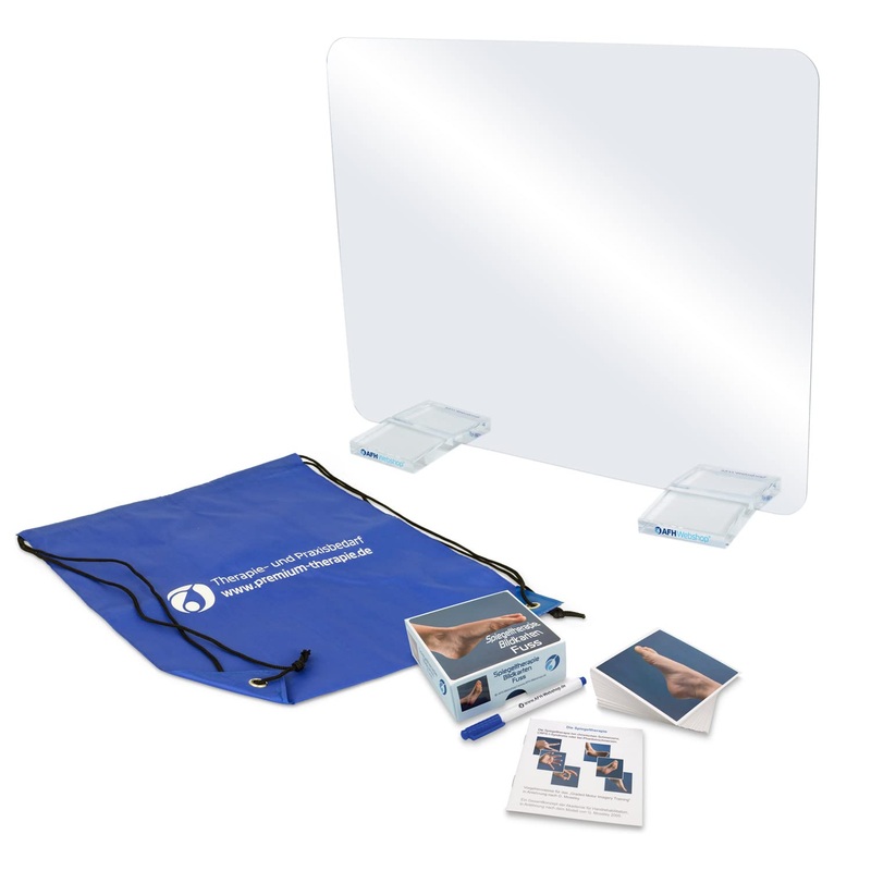 AFH T-Mirror Premium | Medium | 49.5 cm x 38.5 cm | Mirror (feet: transparent | with picture card base) including carrying bag