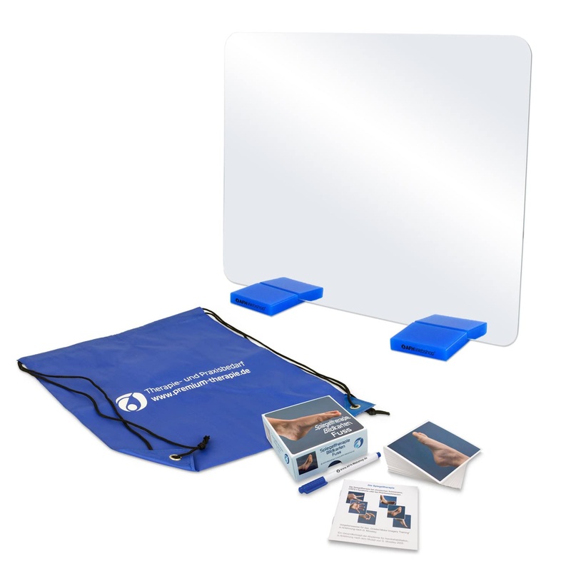AFH T-Spiegel Premium | Medium | 49.5 cm x 38.5 cm | Mirror (feet: blue | with picture card base) including carrying bag