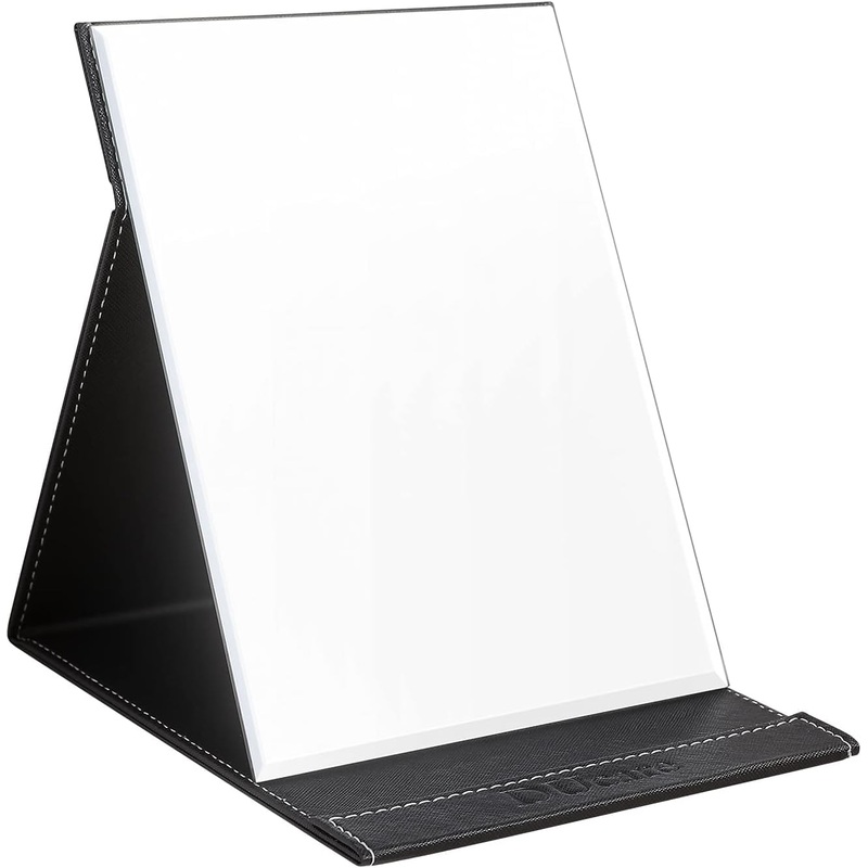 DUcare Travel Mirror Folding Mirror Make up Mirror Pocket Mirror with Stand Portable and Slim Black