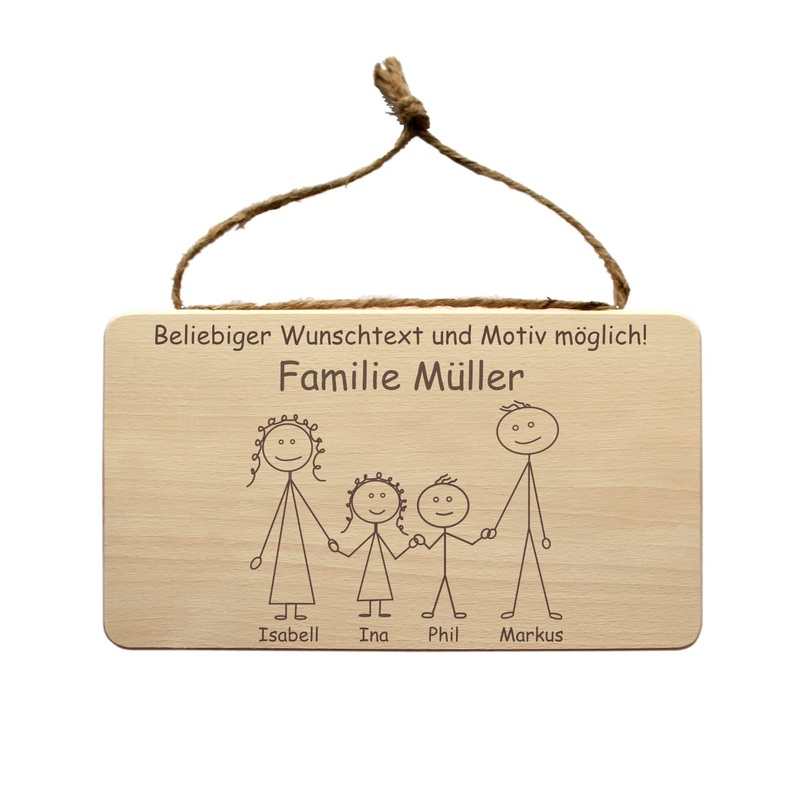 Family sign made of wood personalized with surname and first names of the family + funny sayings – door sign family door sign family coat of arms bell sign front door sign name sign