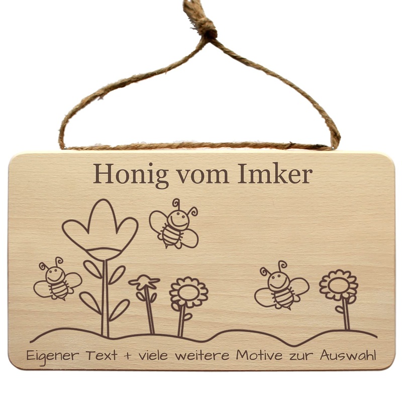 Giftissimo beekeeper wall shield made of wood with an individual engraving – sign for beekeeping accessories beekeeping beekeeping beekeeping – with a cord for hanging – door sign wooden shield wall board advertising sign