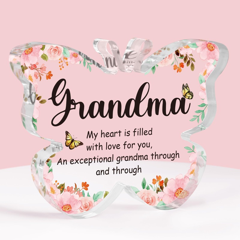 Grandma Birthday Gifts Best Grandma Gifts Presents for Grandma Gifts for Grandma Butterfly-Shaped Acrylic Plaque Nanny Gifts Granny gifts Nana Gifts Great Grandma Gifts Grandma Gift