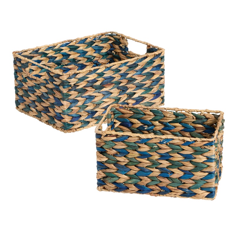 Green and Blue Natural Fiber Arrow Utility Basket