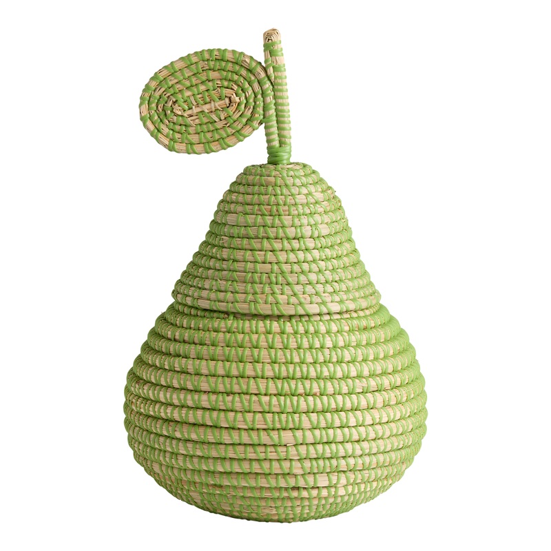 Green Seagrass Pear Shaped Basket with Lid