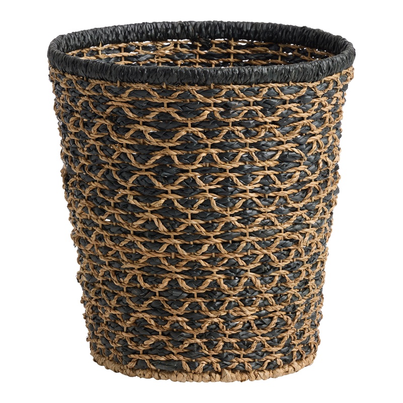 Jared Black and Natural Rope Diamond Weave Basket