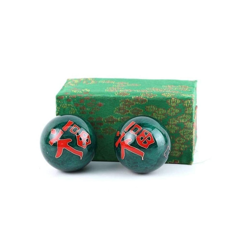 Lachinuse-Qi-Gong balls for happiness-Chinese anti-stress balls made of enamel ( 40 mm)-health balls-gift box for relaxation Zen-Asian object Japan China Feng Shui-Color: Green Happiness.