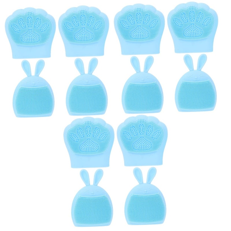 minkissy 12 Pcs Rabbit Ears Facial Brush Manual Face Cleansing Brush Exfoliator Brush Facial Cleansing Tool Face Wash Face for Women Face Pore Brush Pore Brush Silica Gel Portable Miss Light Bluex3pcs 7.5×7.5cmx3pcs
