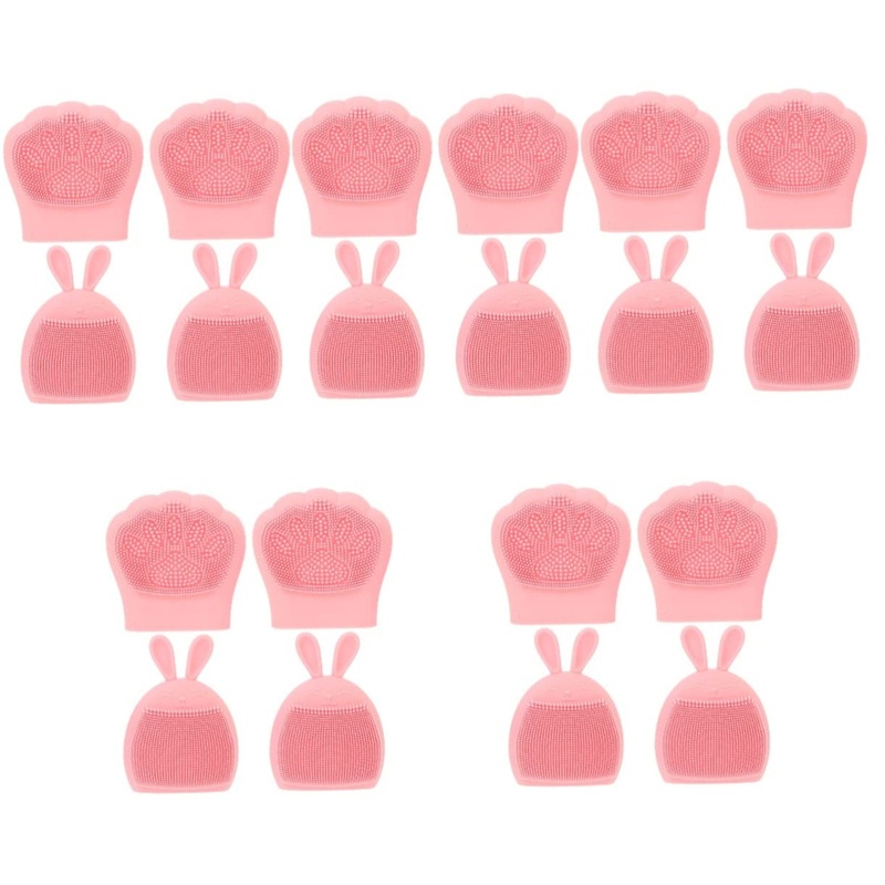 minkissy 20 Pcs Rabbit Ears Facial Brush Facial Cleansing Massage Face Scrubber Face Wash Brush Silicone Baby Cradle Cap Brush Silicone Brush Pink Miss Silica Gel Pore Brush Portable Light Pinkx5pcs 7.5×7.5cmx5pcs