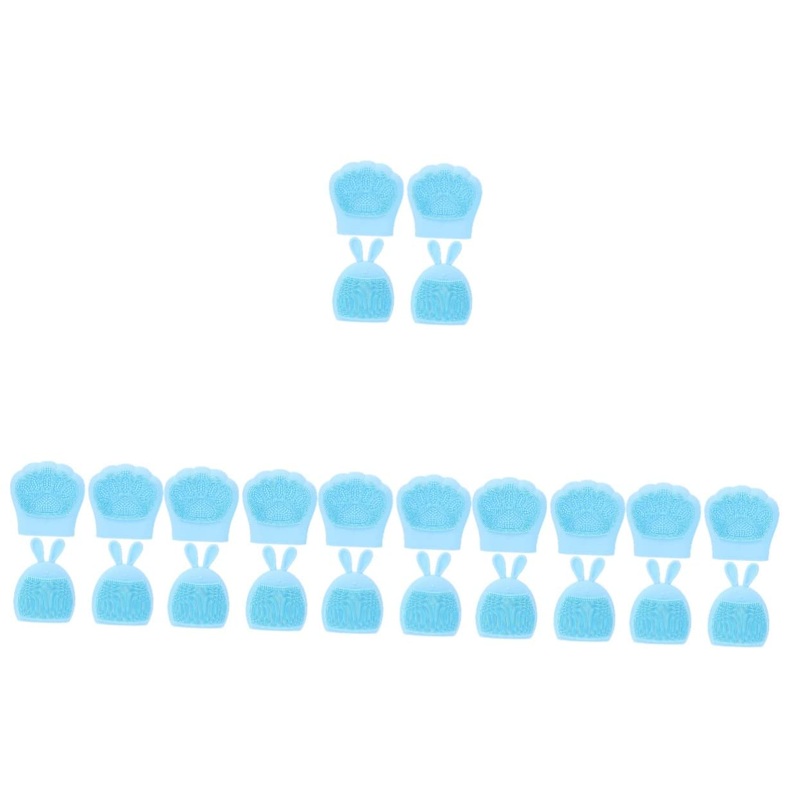 minkissy 24 Pcs Rabbit Ears Facial Brush Face Wash Brush Silicone Face Wash Massager Silicone for Face Silicone Face Brush Silicone Facial Cleaner Handheld Silica Gel Pore Brush Body Miss Light Bluex6pcs 7.5×7.5cmx6pcs