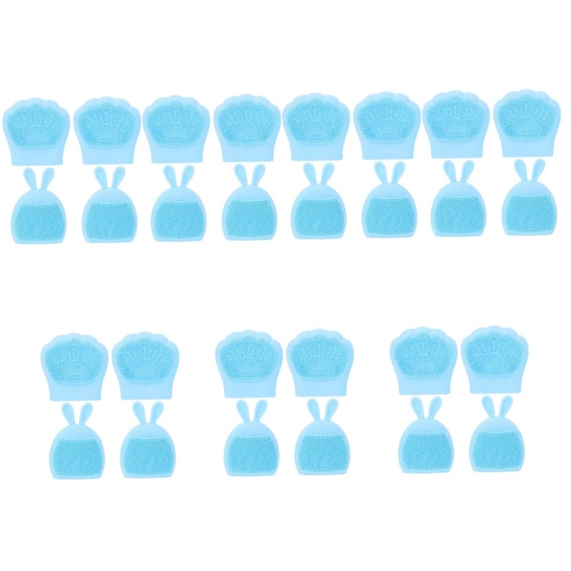 minkissy 28 Pcs Rabbit Ears Facial Brush Face Massage Brush Skin Care Brush Manual Face Cleansing Brush Facial Cleansing Tool Women Facial Brush Handheld Cute Rabbit Silica Gel Miss Light Bluex7pcs 7.5×7.5cmx7pcs