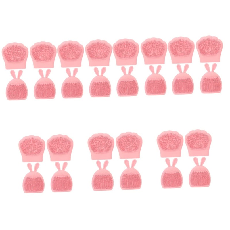 minkissy 28 Pcs Rabbit Ears Facial Brush Facial Exfoliating Brush Face Cleansing Tool Face Washing Brush Facial Cleansing Face Scrubber Handheld Miss Pink Silicone Brush Silica Gel Light Pinkx7pcs 7.5×7.5cmx7pcs